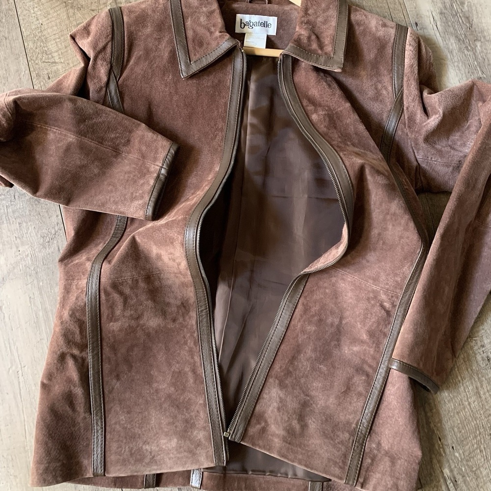 Mens Small Bagatelle Vintage Leather Zip Up Jacket  (ZIPPER BROKEN) russet brown - Picture 16 of 16